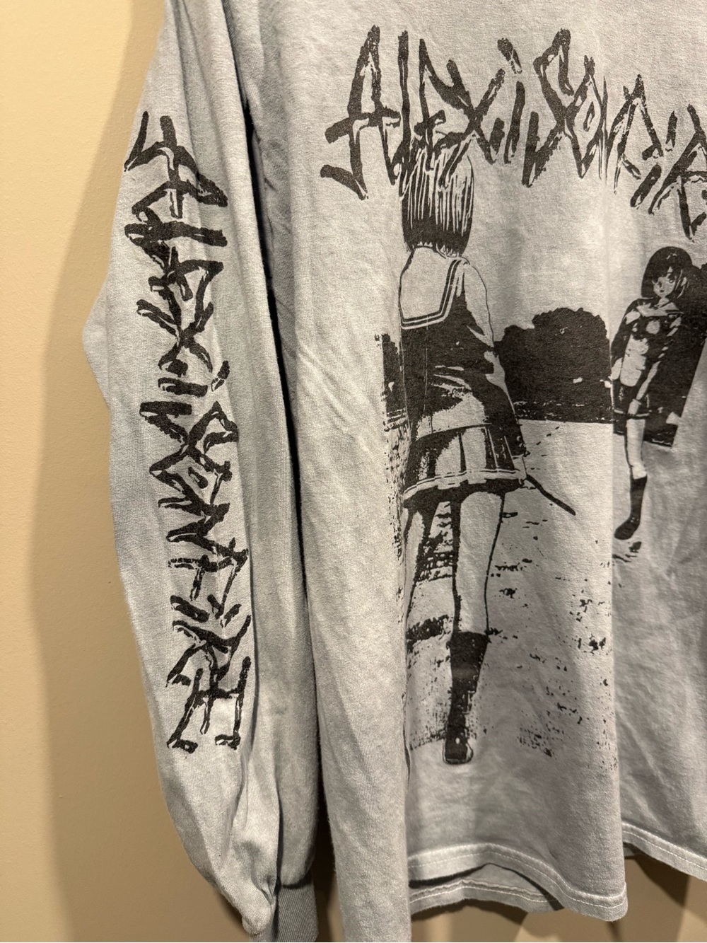 Alexis On Fire Rock band Light blue Graphic Long sleeve shirt w/ Anime Print - Picture 3 of 6